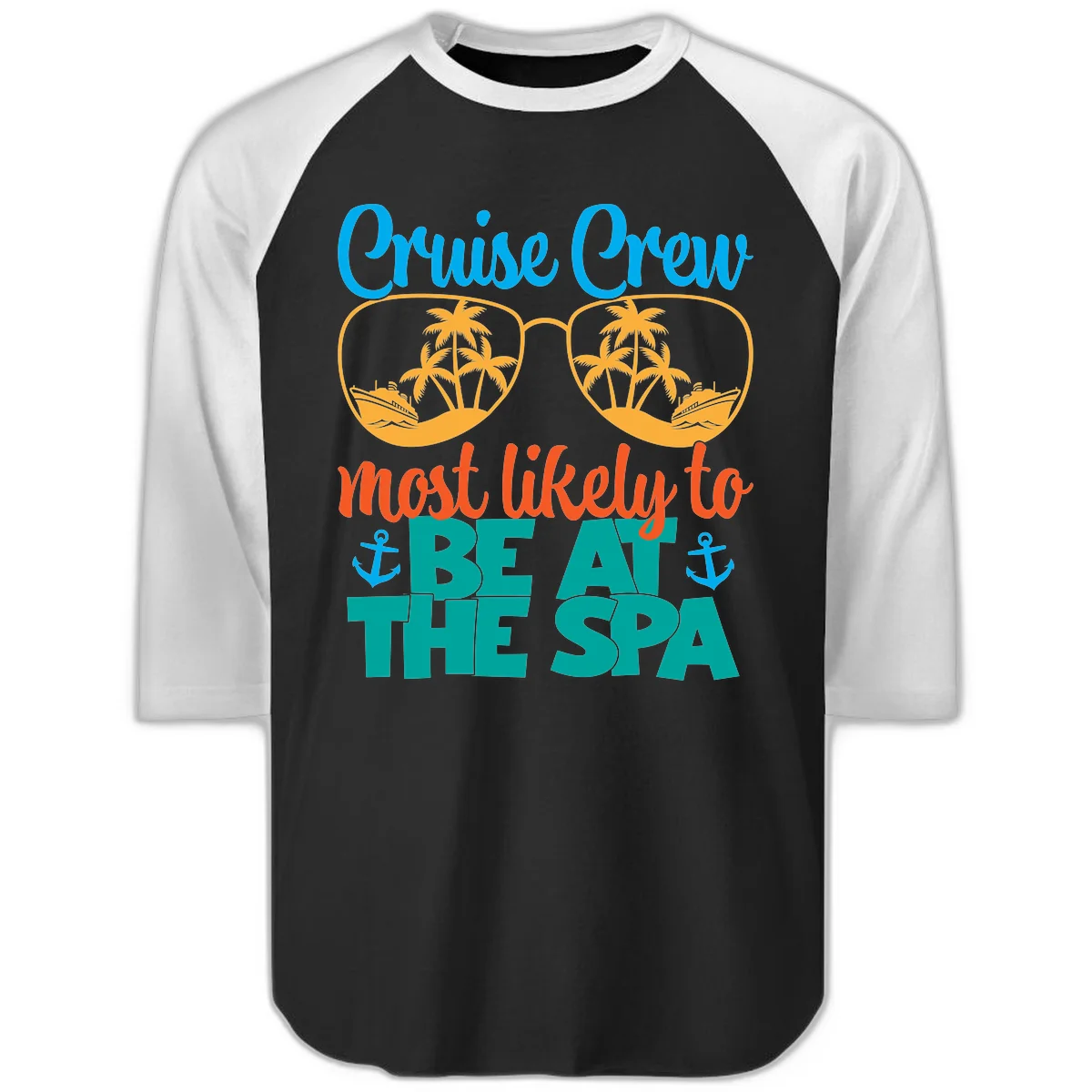 Cruise Crew Most Likely To Be At The Sea Raglan 3/4 in Black White