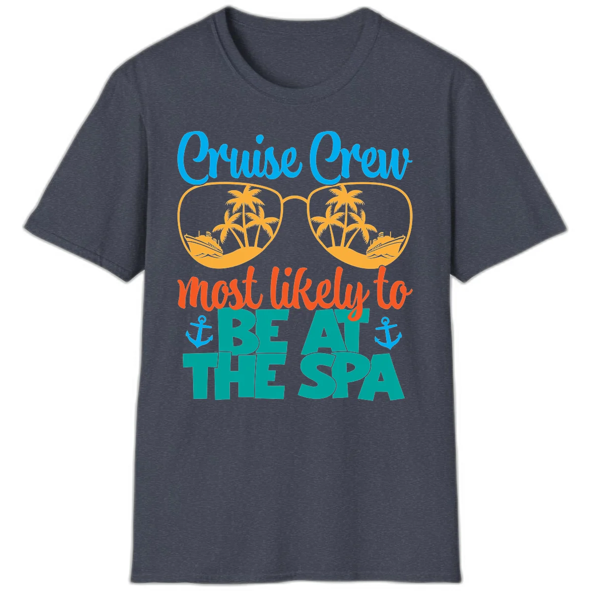 Cruise Crew Most Likely To Be At The Sea T-Shirt in Heather Navy