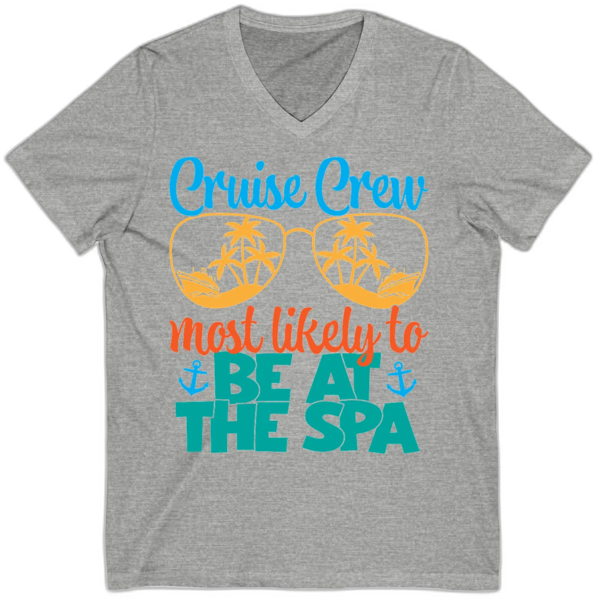 Cruise Crew Most Likely To Be At The Sea V-Neck in Athletic Heather
