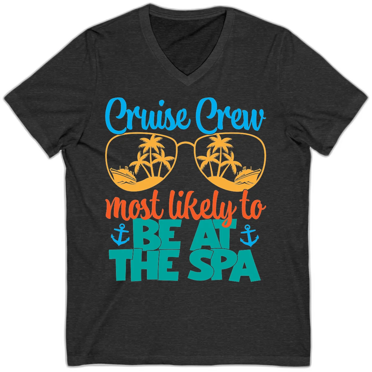 Cruise Crew Most Likely To Be At The Sea V-Neck in Dark Grey Heather