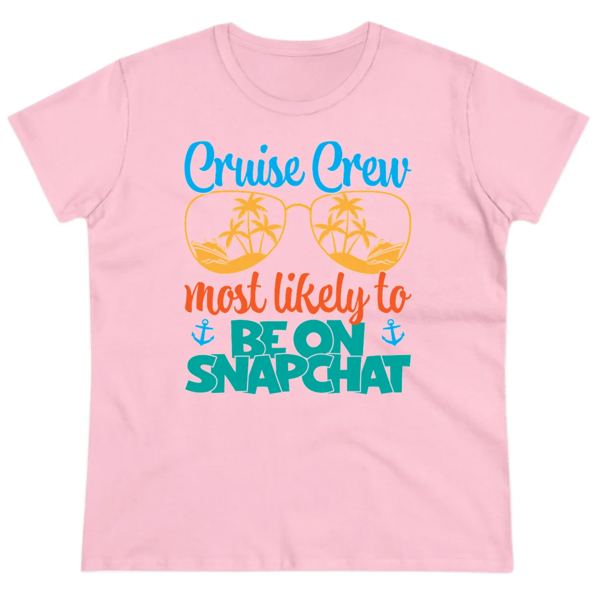 Cruise Crew Most Likely To Snapchat Ladies Tee in Light Pink