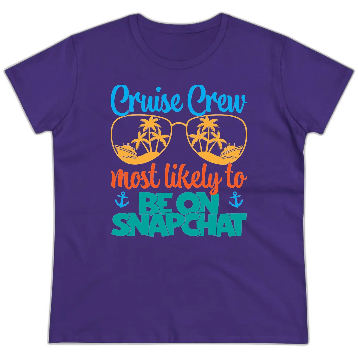 Cruise Crew Most Likely To Snapchat Ladies Tee in Purple