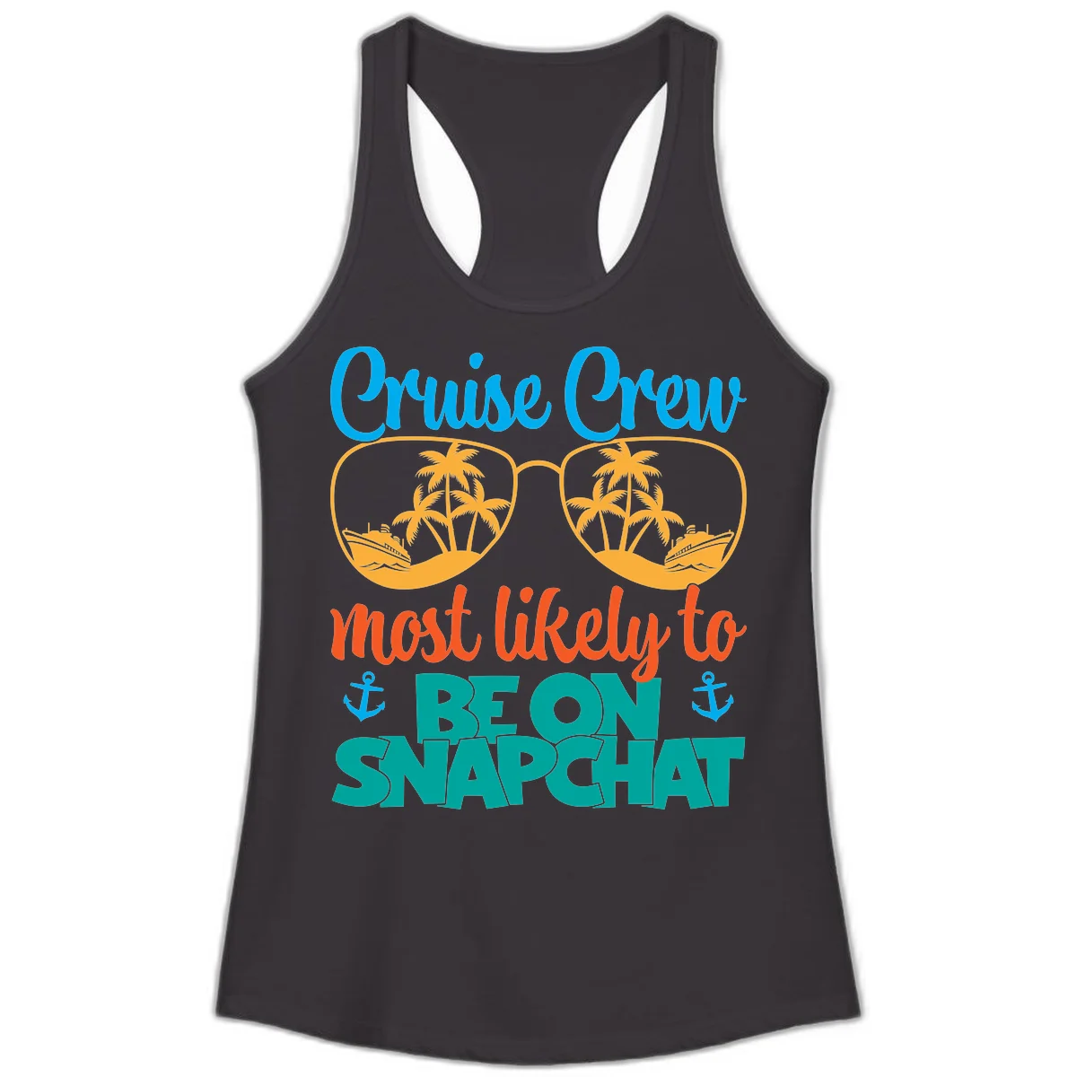 Cruise Crew Most Likely To Snapchat Ladies Tank in Black