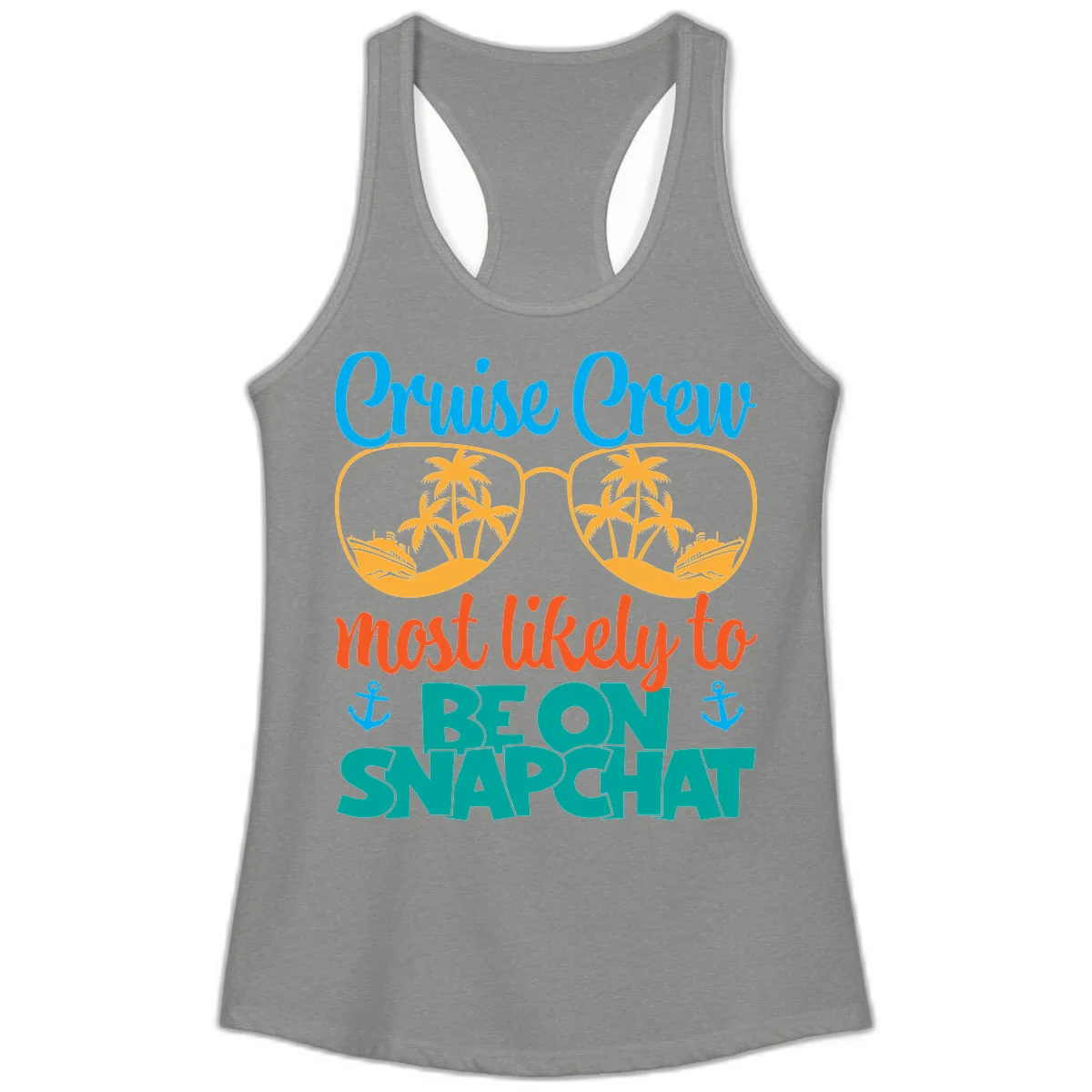 Cruise Crew Most Likely To Snapchat Ladies Tank in Heather Grey