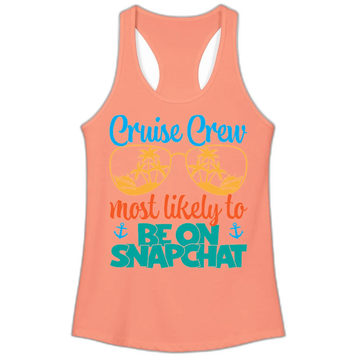 Cruise Crew Most Likely To Snapchat Ladies Tank in Solid Light Orange