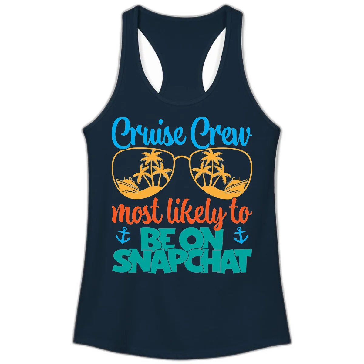 Cruise Crew Most Likely To Snapchat Ladies Tank in Solid Midnight Navy