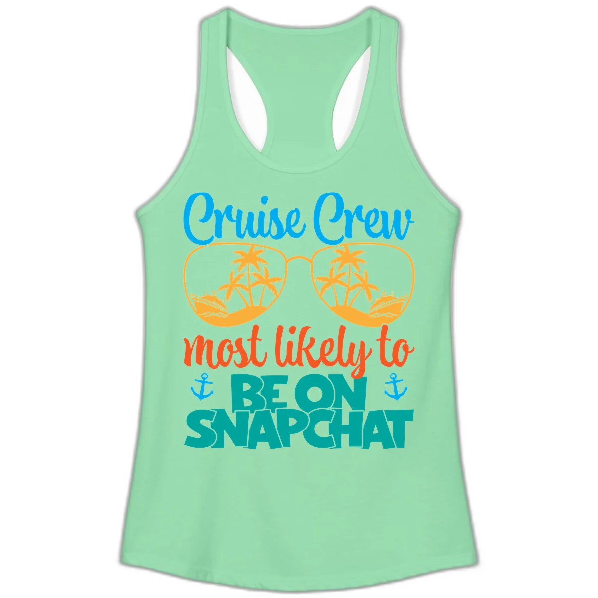 Cruise Crew Most Likely To Snapchat Ladies Tank in Solid Mint