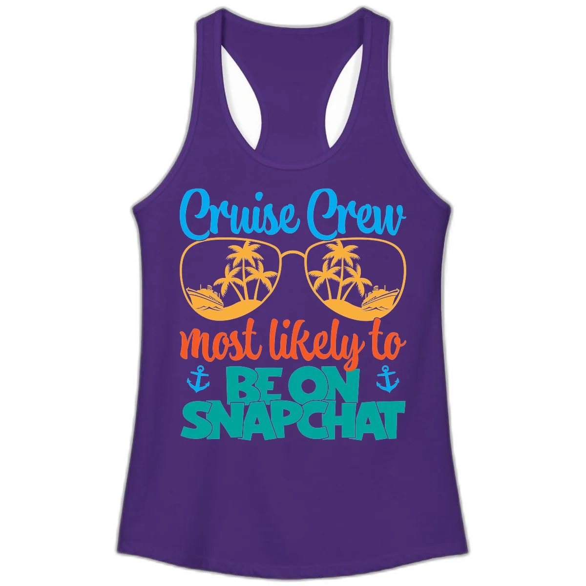 Cruise Crew Most Likely To Snapchat Ladies Tank in Solid Purple Rush