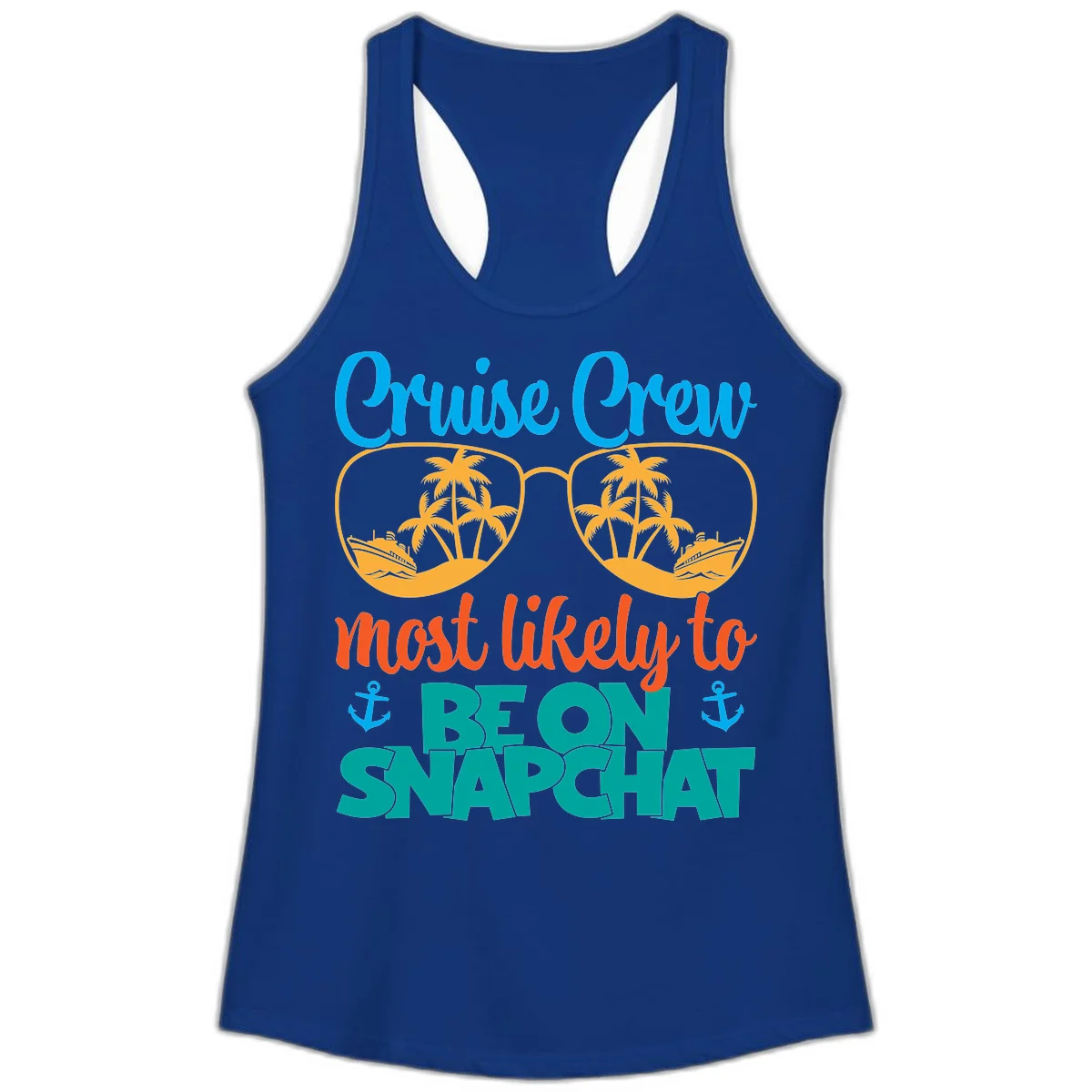 Cruise Crew Most Likely To Snapchat Ladies Tank in Solid Royal