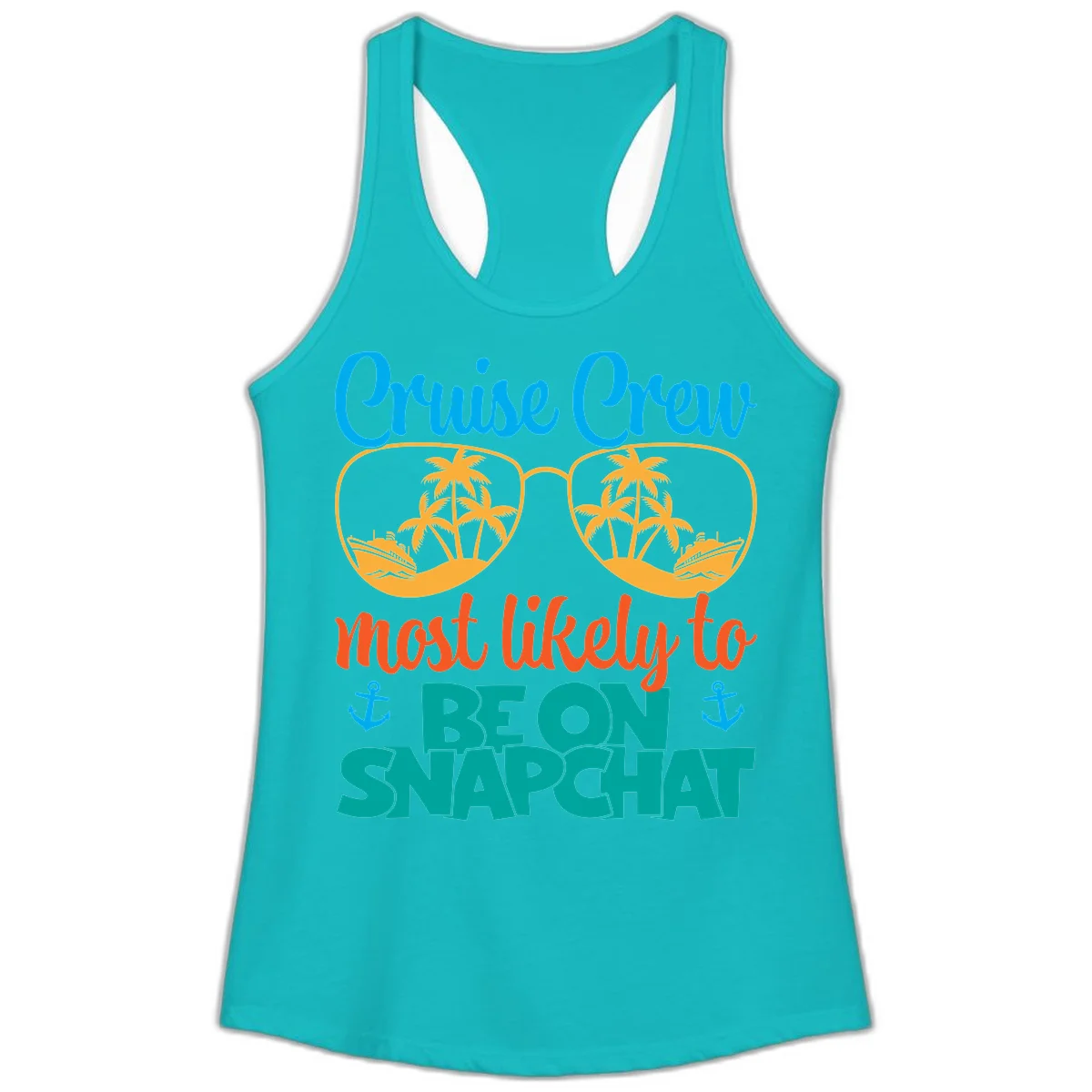 Cruise Crew Most Likely To Snapchat Ladies Tank in Tahiti Blue