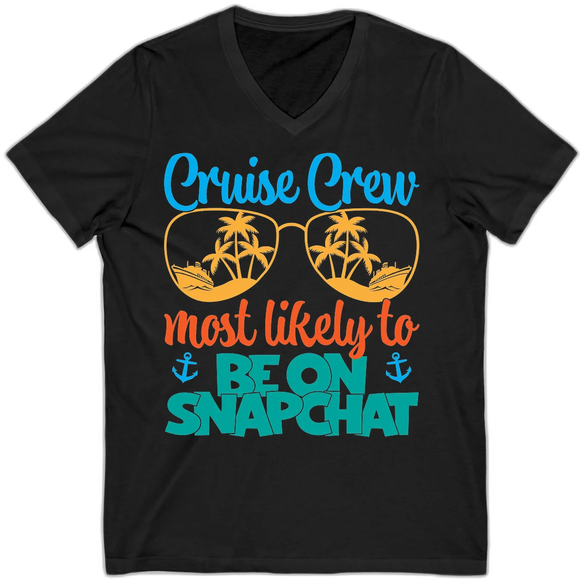 Cruise Crew Most Likely To Snapchat V-Neck in Black