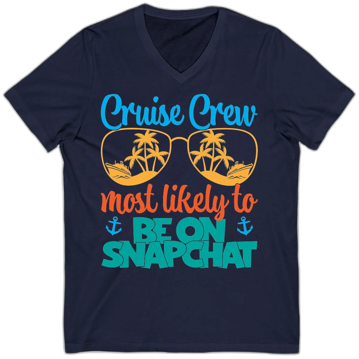 Cruise Crew Most Likely To Snapchat V-Neck in Navy