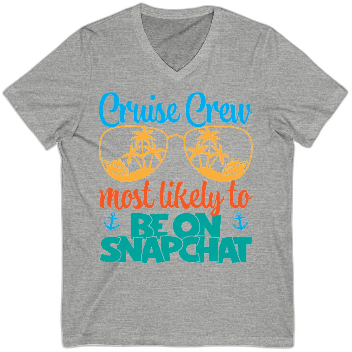Cruise Crew Most Likely To Snapchat V-Neck in Athletic Heather