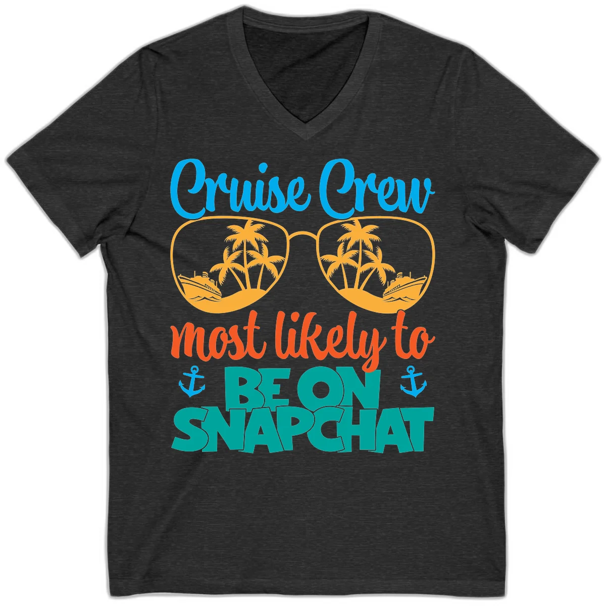 Cruise Crew Most Likely To Snapchat V-Neck in Dark Grey Heather