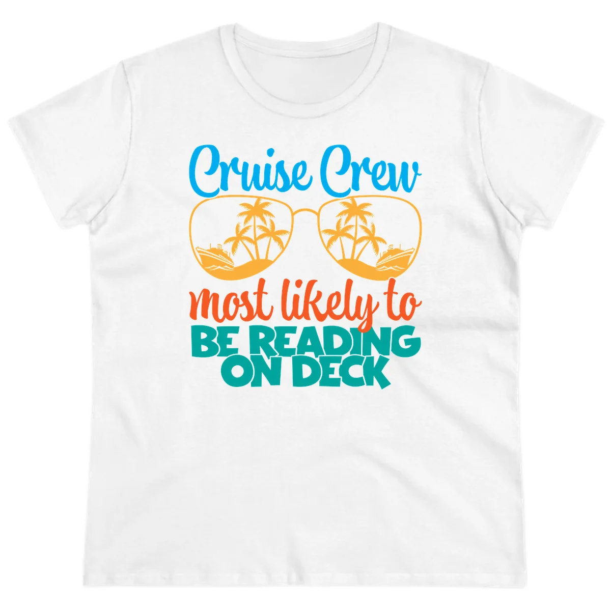 Cruise Crew Most Likely To Be Reading Ondeck Ladies Tee in White