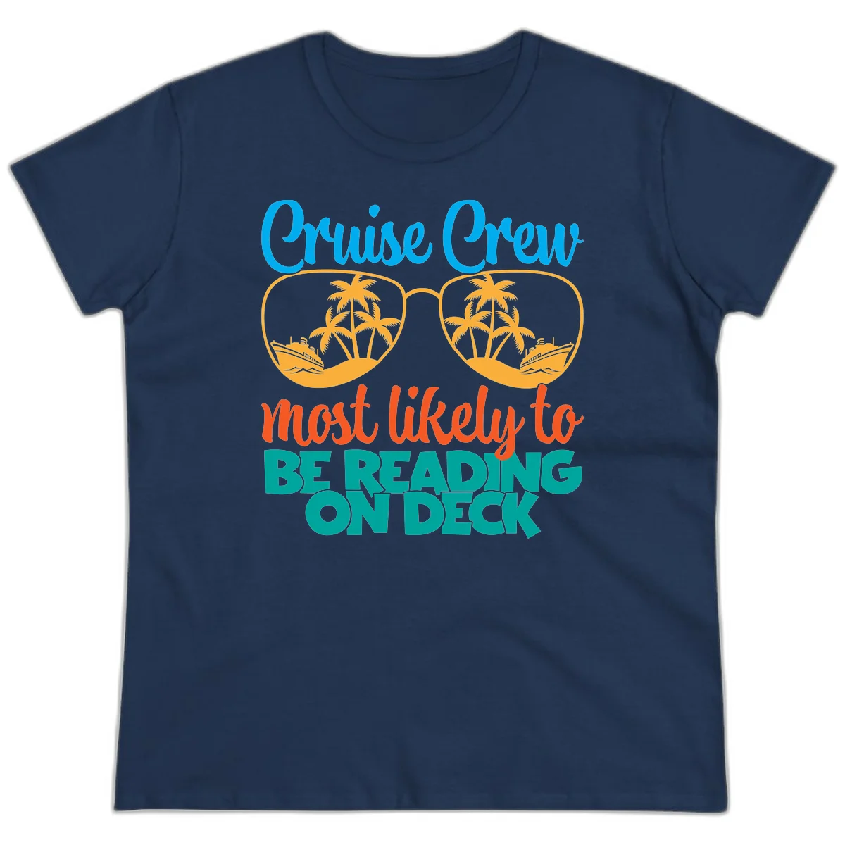 Cruise Crew Most Likely To Be Reading Ondeck Ladies Tee in Navy