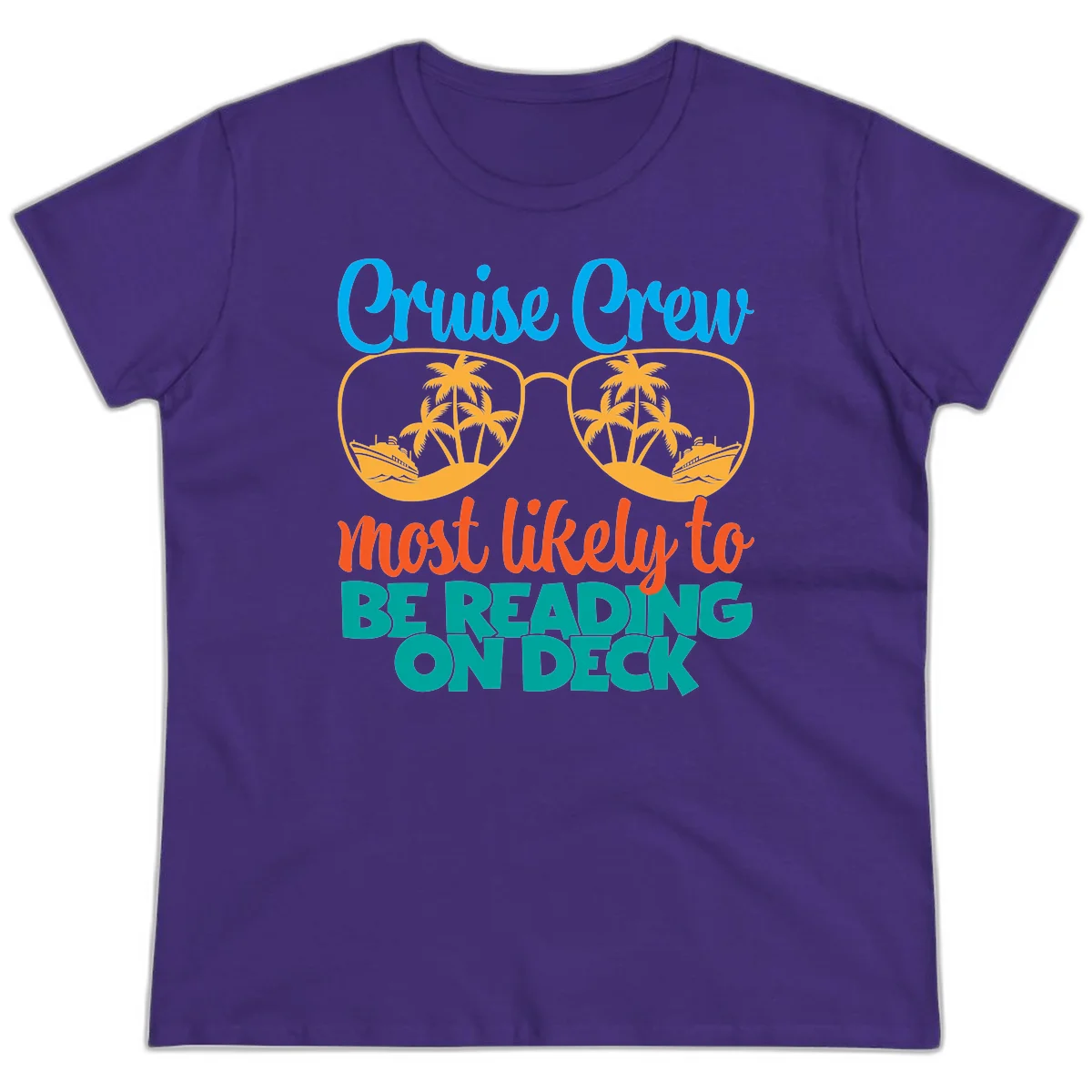 Cruise Crew Most Likely To Be Reading Ondeck Ladies Tee in Purple