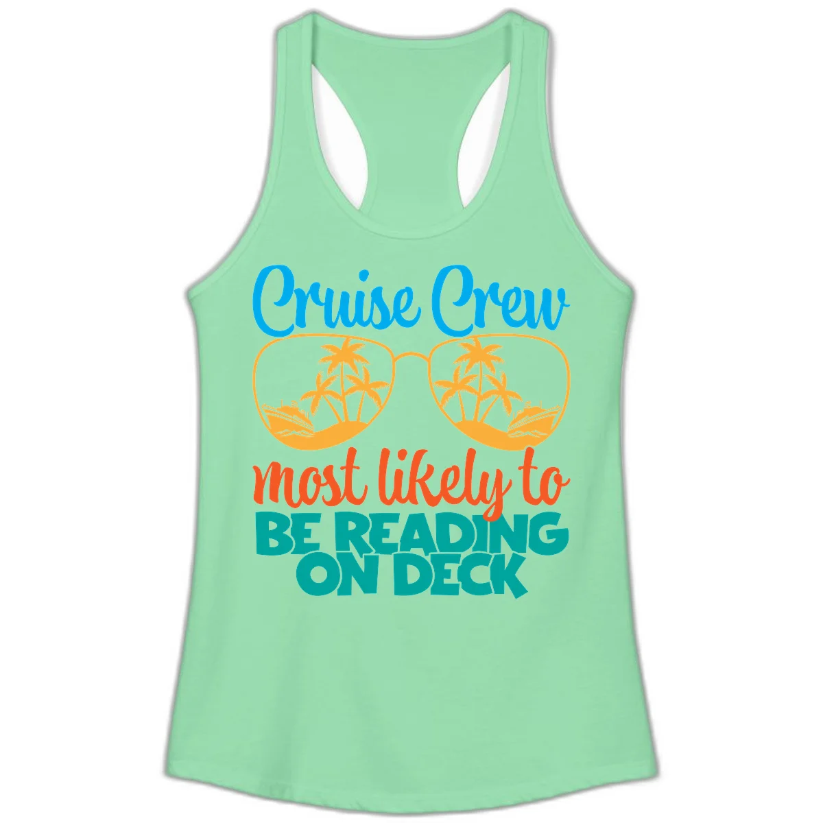 Cruise Crew Most Likely To Be Reading Ondeck Ladies Tank in Solid Mint