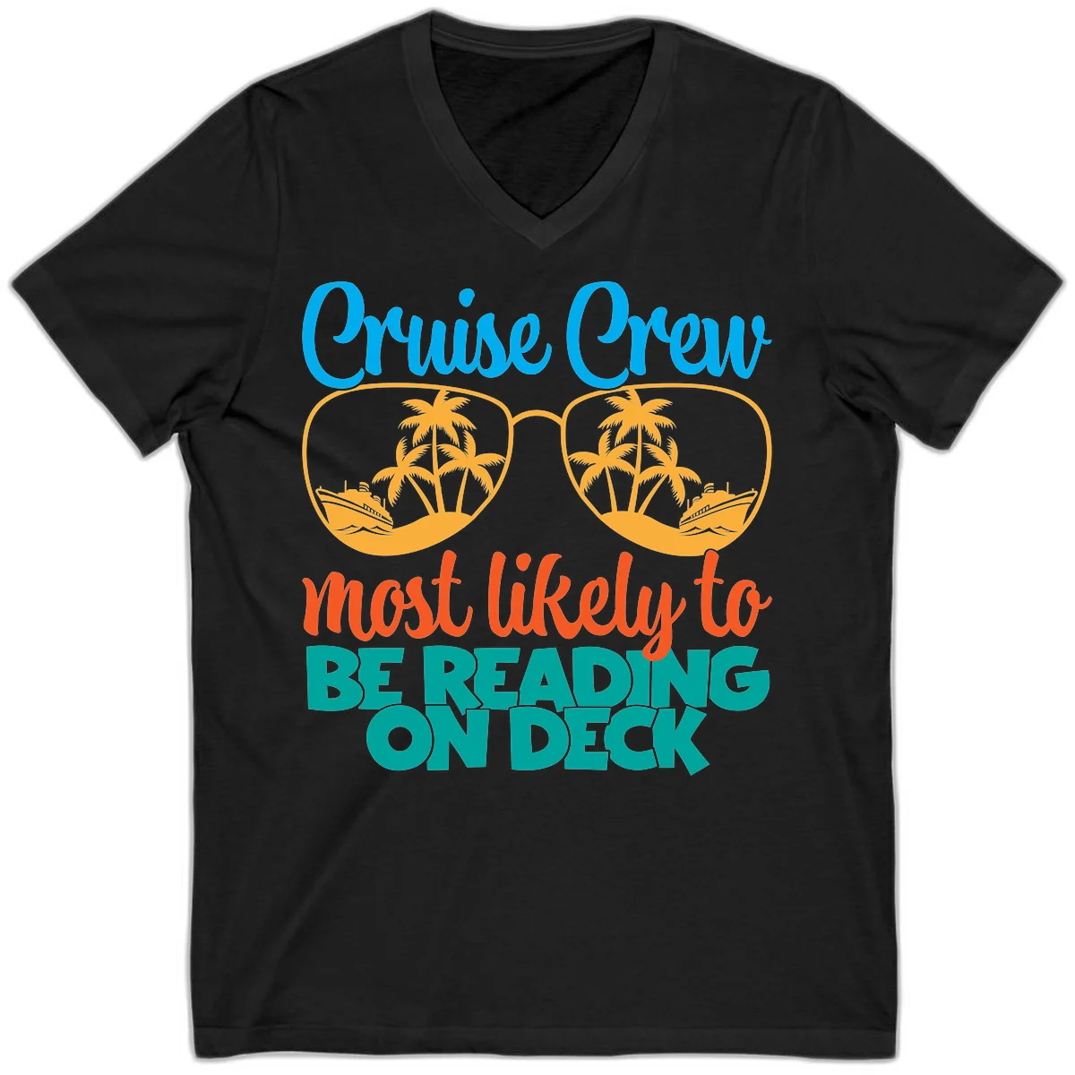 Cruise Crew Most Likely To Be Reading Ondeck V-Neck in Black
