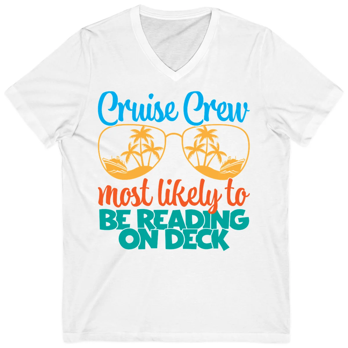 Cruise Crew Most Likely To Be Reading Ondeck V-Neck in White