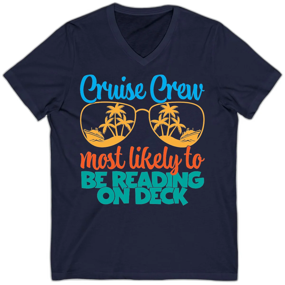 Cruise Crew Most Likely To Be Reading Ondeck V-Neck in Navy