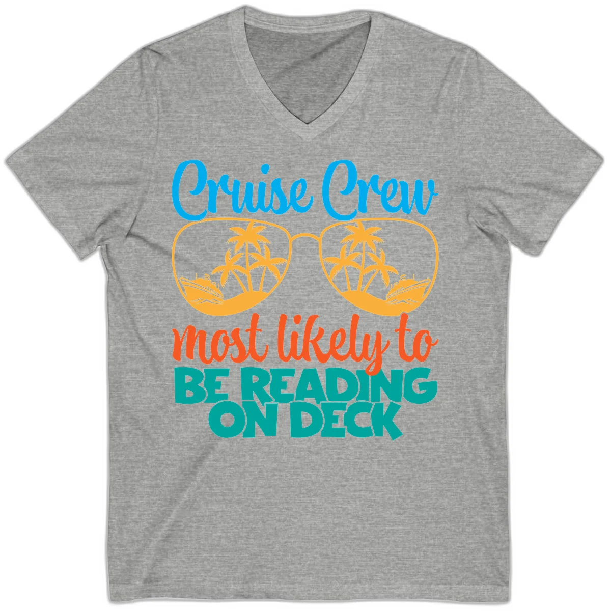 Cruise Crew Most Likely To Be Reading Ondeck V-Neck in Athletic Heather