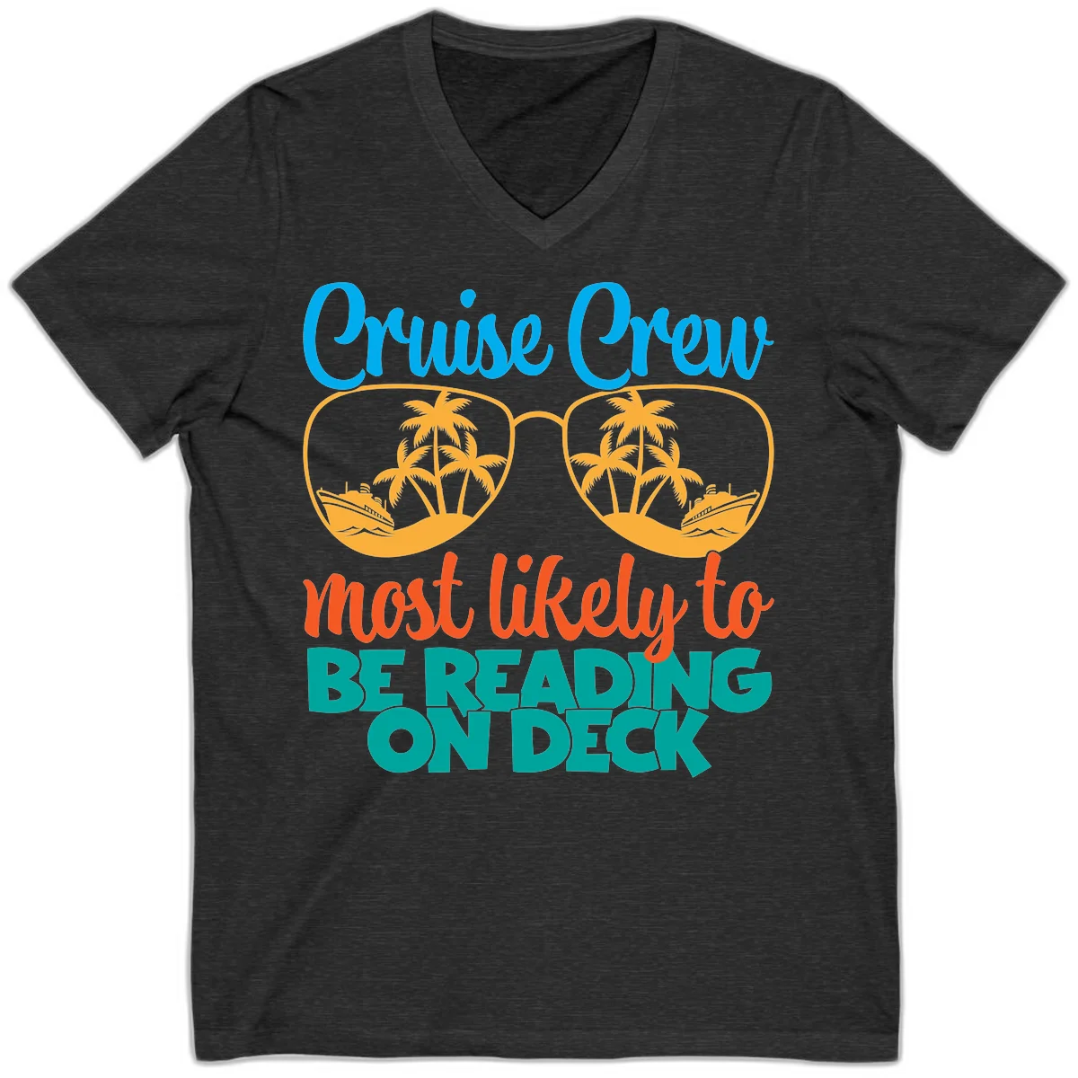 Cruise Crew Most Likely To Be Reading Ondeck V-Neck in Dark Grey Heather