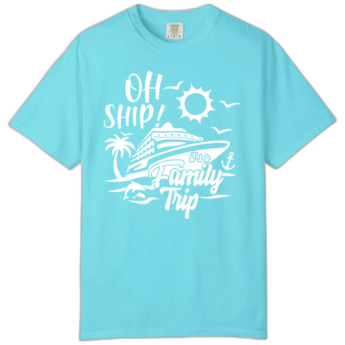 Oh Ship Family Trip Comfort Color in Lagoon Blue