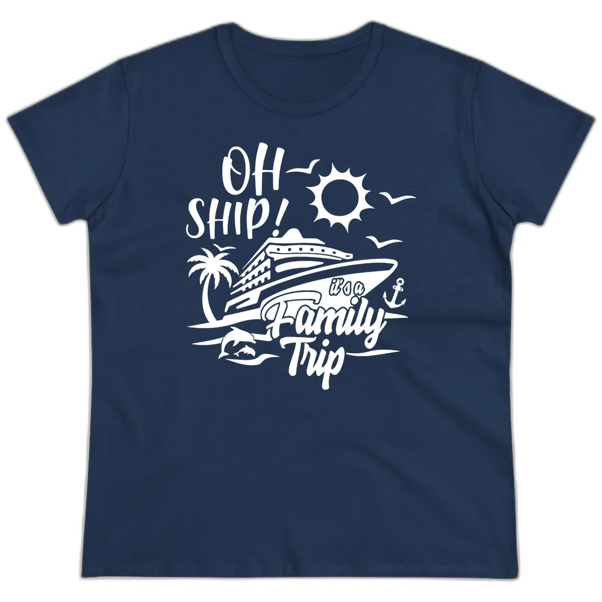 Oh Ship Family Trip Ladies Tee in Navy