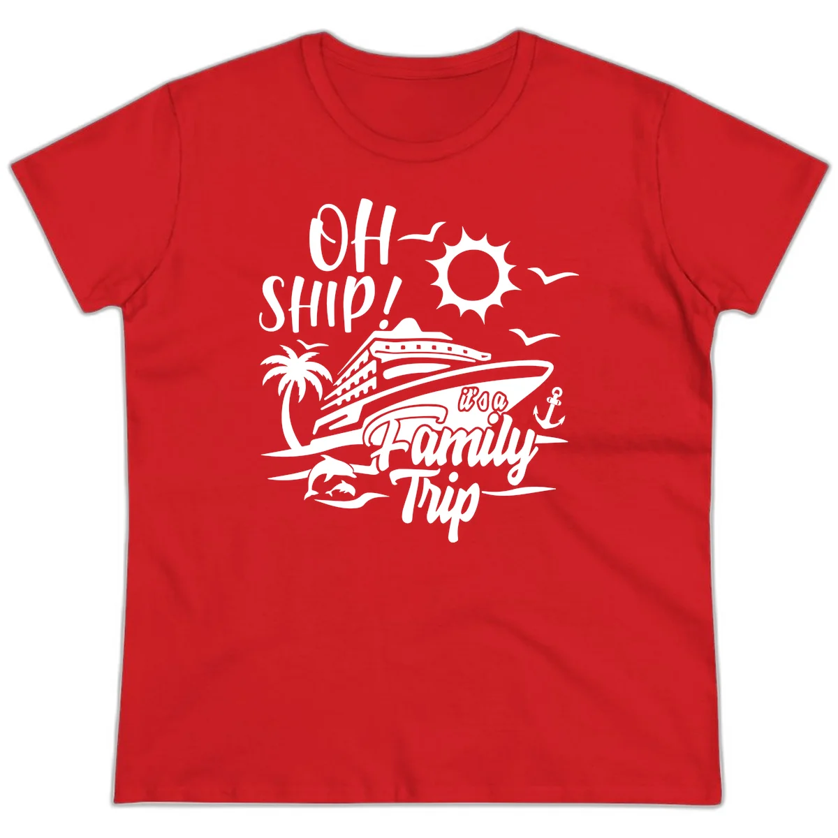 Oh Ship Family Trip Ladies Tee in Red