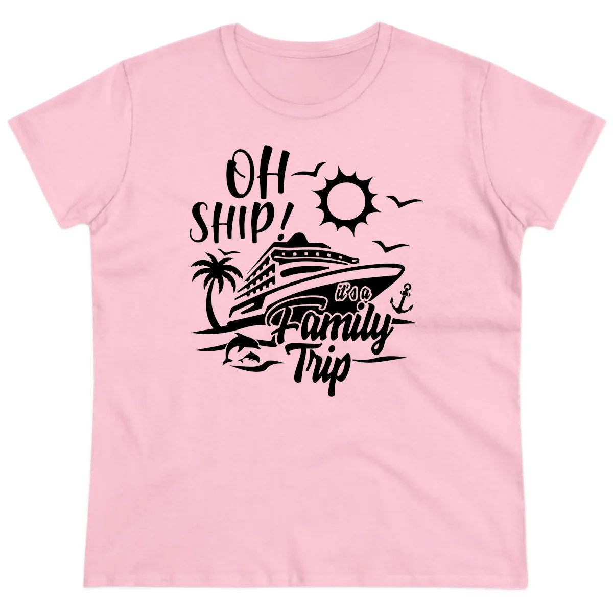 Oh Ship Family Trip Ladies Tee in Light Pink