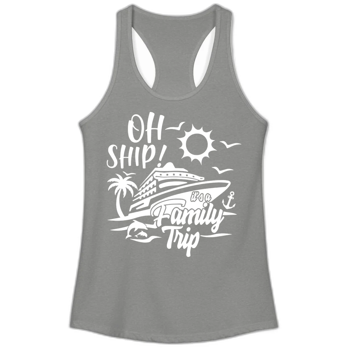 Oh Ship Family Trip Ladies Tank in Heather Grey