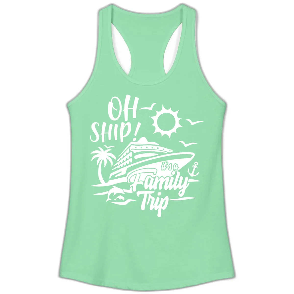 Oh Ship Family Trip Ladies Tank in Solid Mint