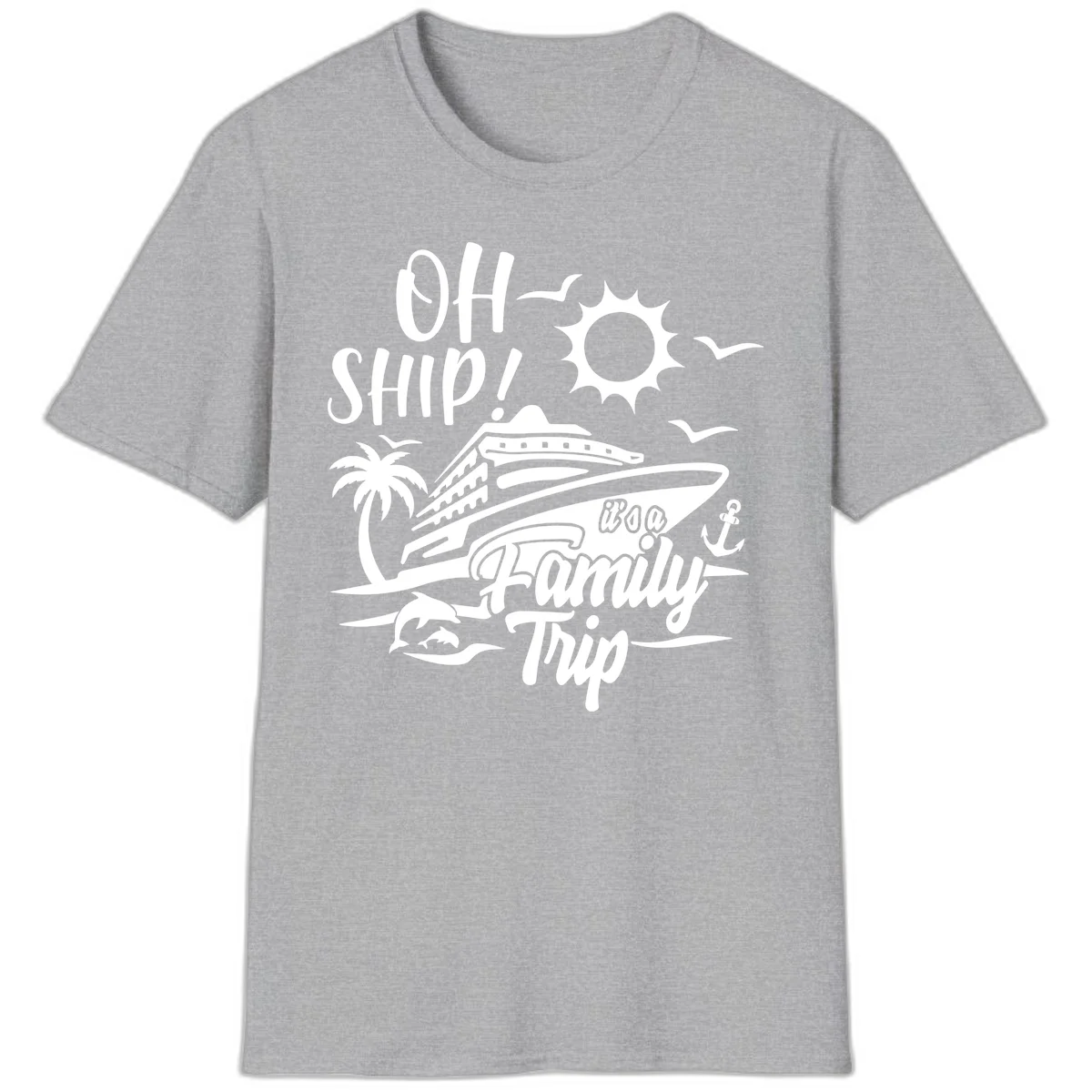 Oh Ship Family Trip T-Shirt in Sport Grey