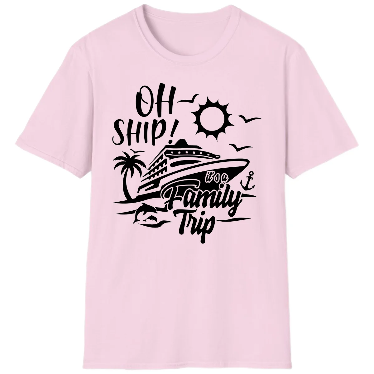 Oh Ship Family Trip T-Shirt in Light Pink