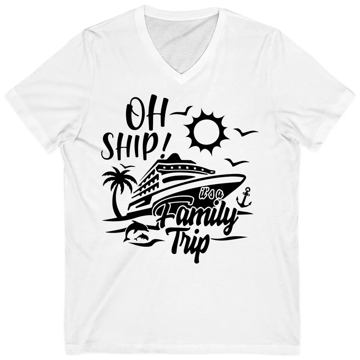 Oh Ship Family Trip V-Neck in White
