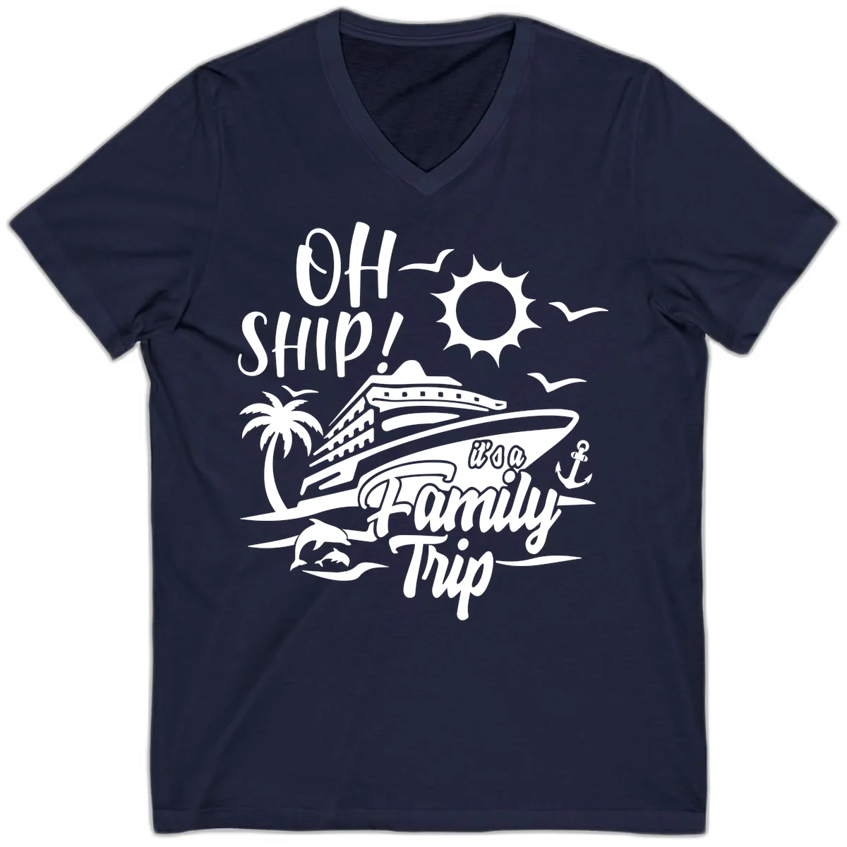 Oh Ship Family Trip V-Neck in Navy