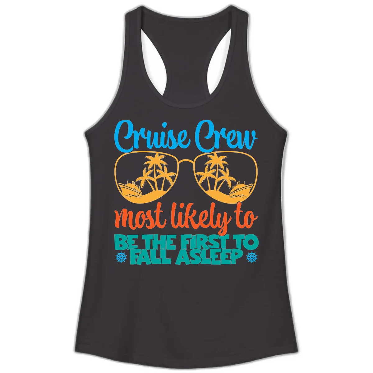 Cruise Crew Most Likely To Fall Asleep Ladies Tank in Black