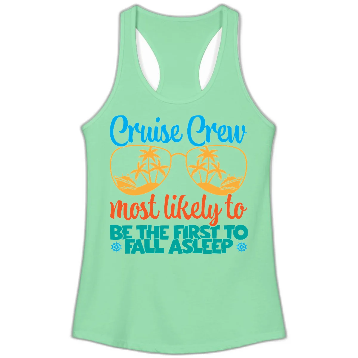 Cruise Crew Most Likely To Fall Asleep Ladies Tank in Solid Mint