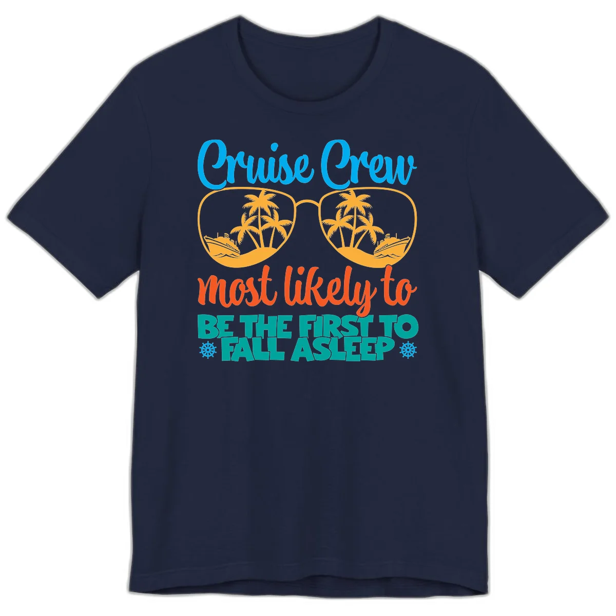 Cruise Crew Most Likely To Fall Asleep Premium T-Shirt in Navy
