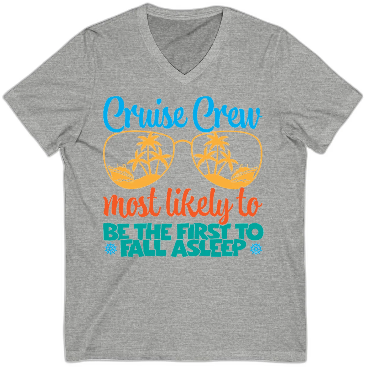 Cruise Crew Most Likely To Fall Asleep V-Neck in Athletic Heather