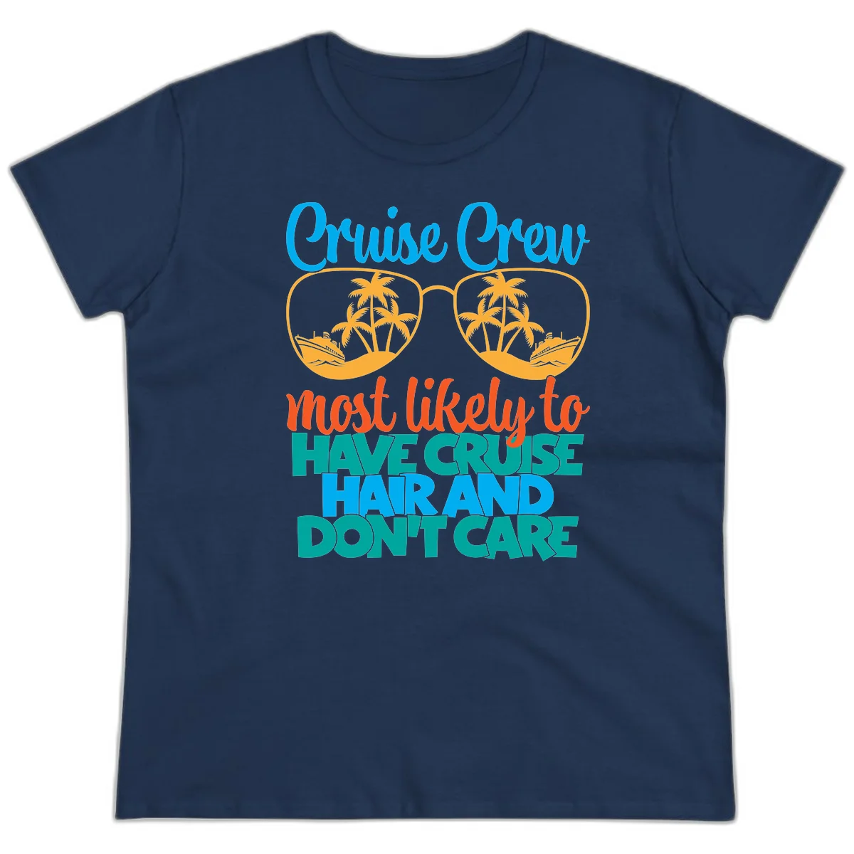 Cruise Crew Most Likely To Have Cruise Hand Ladies Tee in Navy