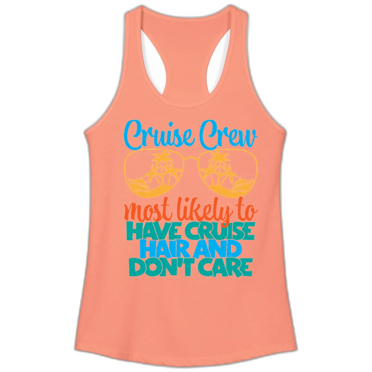 Cruise Crew Most Likely To Have Cruise Hand Ladies Tank in Solid Light Orange