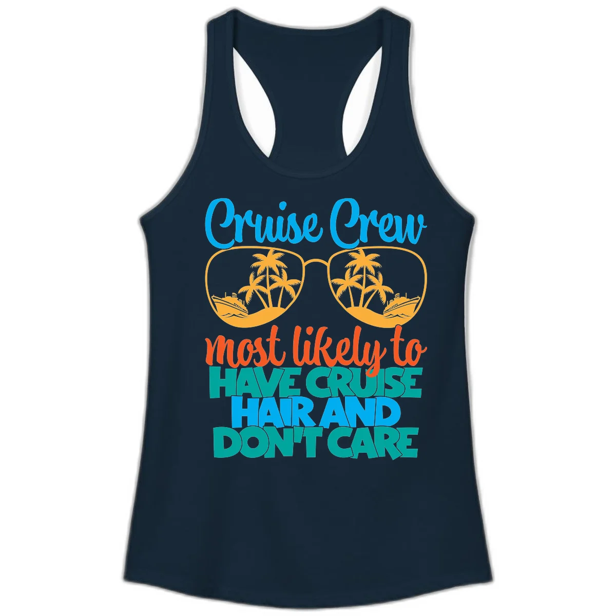 Cruise Crew Most Likely To Have Cruise Hand Ladies Tank in Solid Midnight Navy