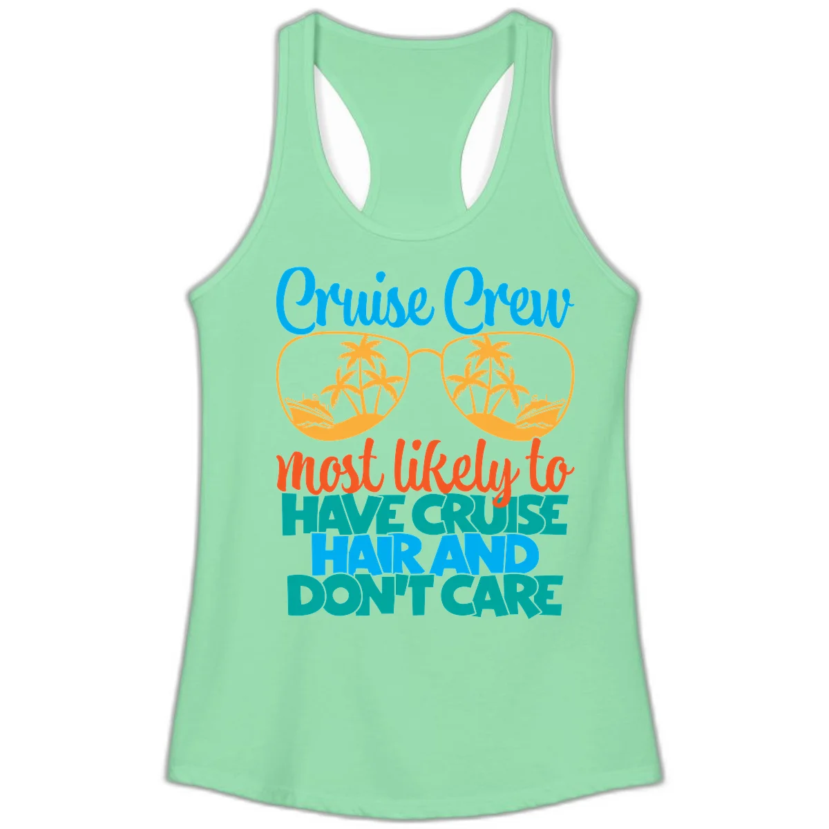 Cruise Crew Most Likely To Have Cruise Hand Ladies Tank in Solid Mint