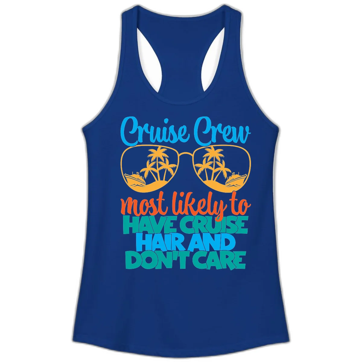 Cruise Crew Most Likely To Have Cruise Hand Ladies Tank in Solid Royal
