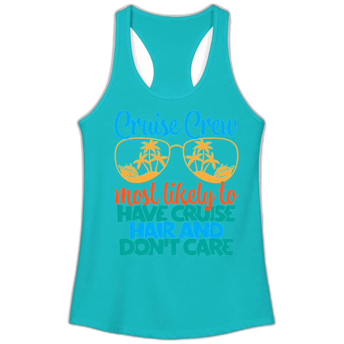 Cruise Crew Most Likely To Have Cruise Hand Ladies Tank in Tahiti Blue