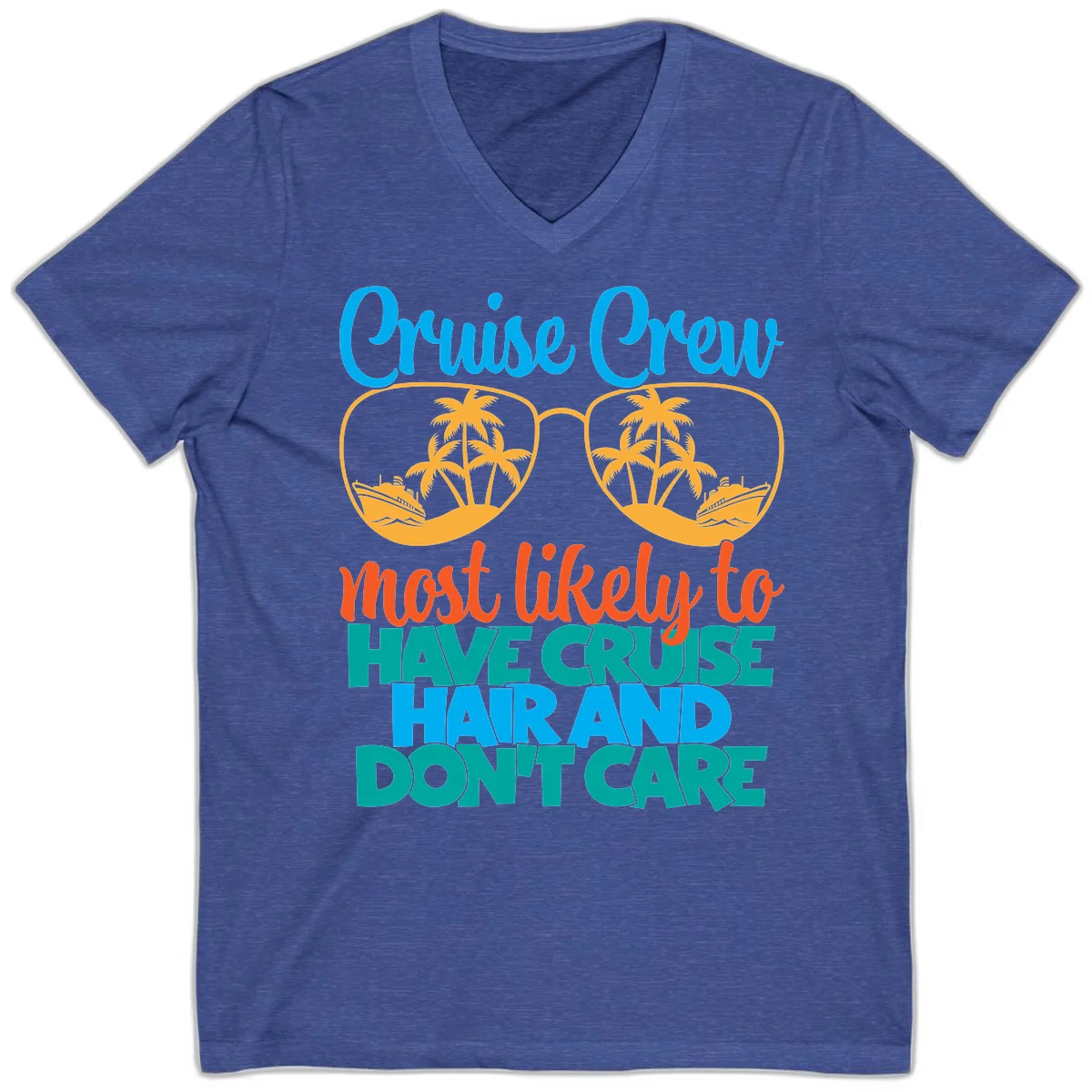 Cruise Crew Most Likely To Have Cruise Hand V-Neck in Heather True Royal
