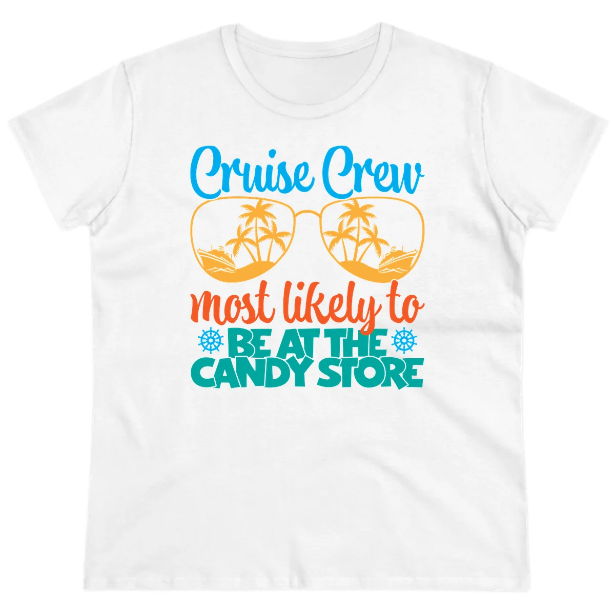 Cruise Crew Most Likely To Breathe Candy Store Ladies Tee in White