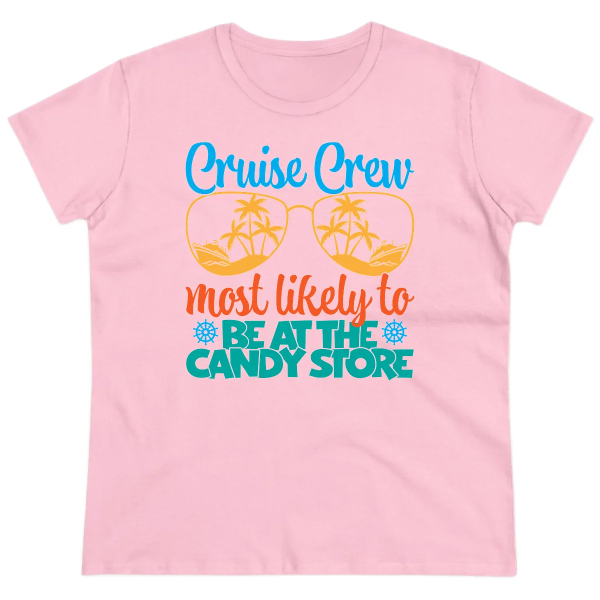 Cruise Crew Most Likely To Breathe Candy Store Ladies Tee in Light Pink